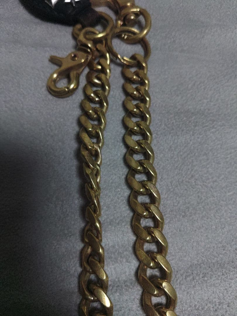 calee ブラスウォレットチェーン 本革 真鍮