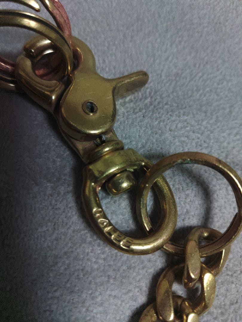 calee ブラスウォレットチェーン 本革 真鍮