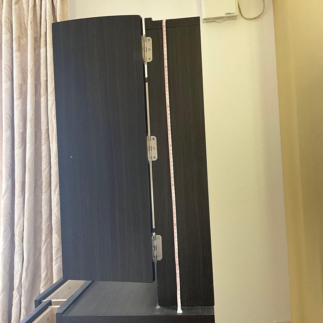 ダークグレー 折りたたみ式ミラー付きドレッサー