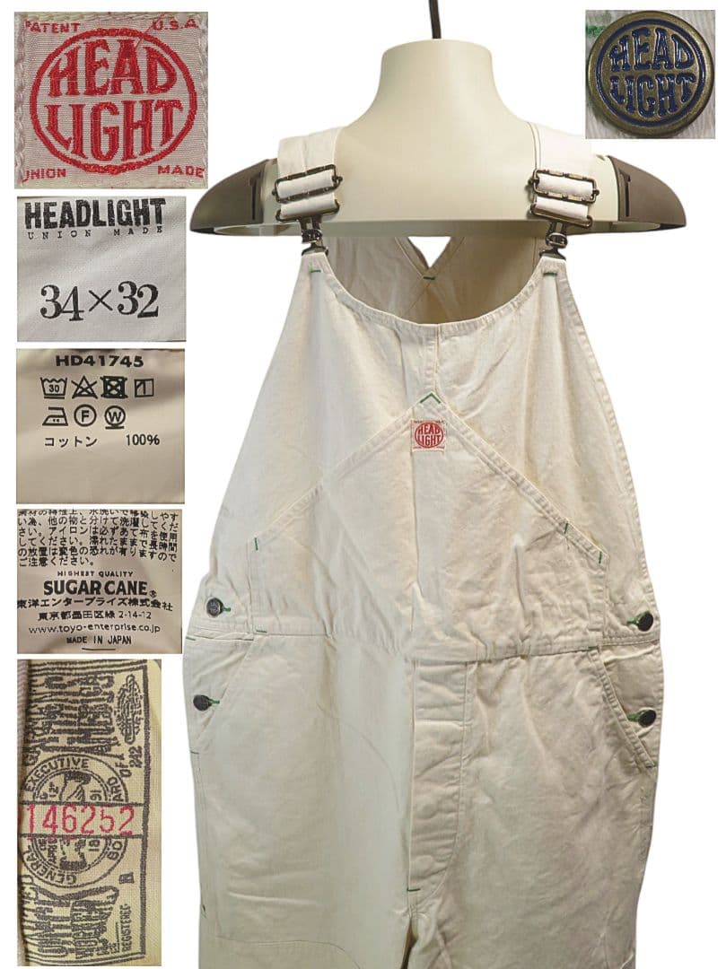 日本製 34×32 ヘッドライト 東洋 HD41745 実名復刻 オーバーオール