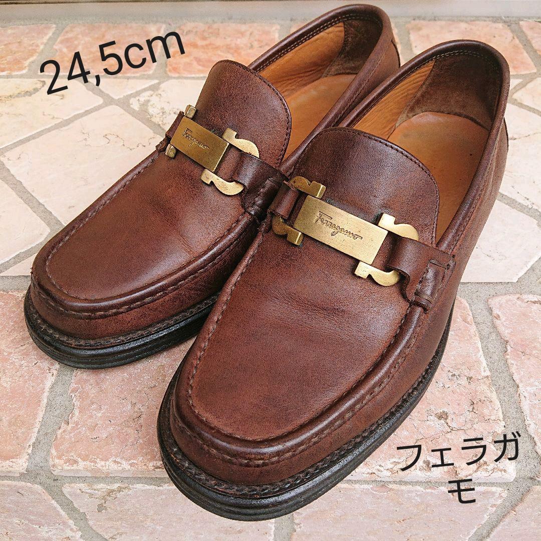 サルヴァトーレ フェラガモ メンズ ローファー レザー ガンチーニ 　24.5