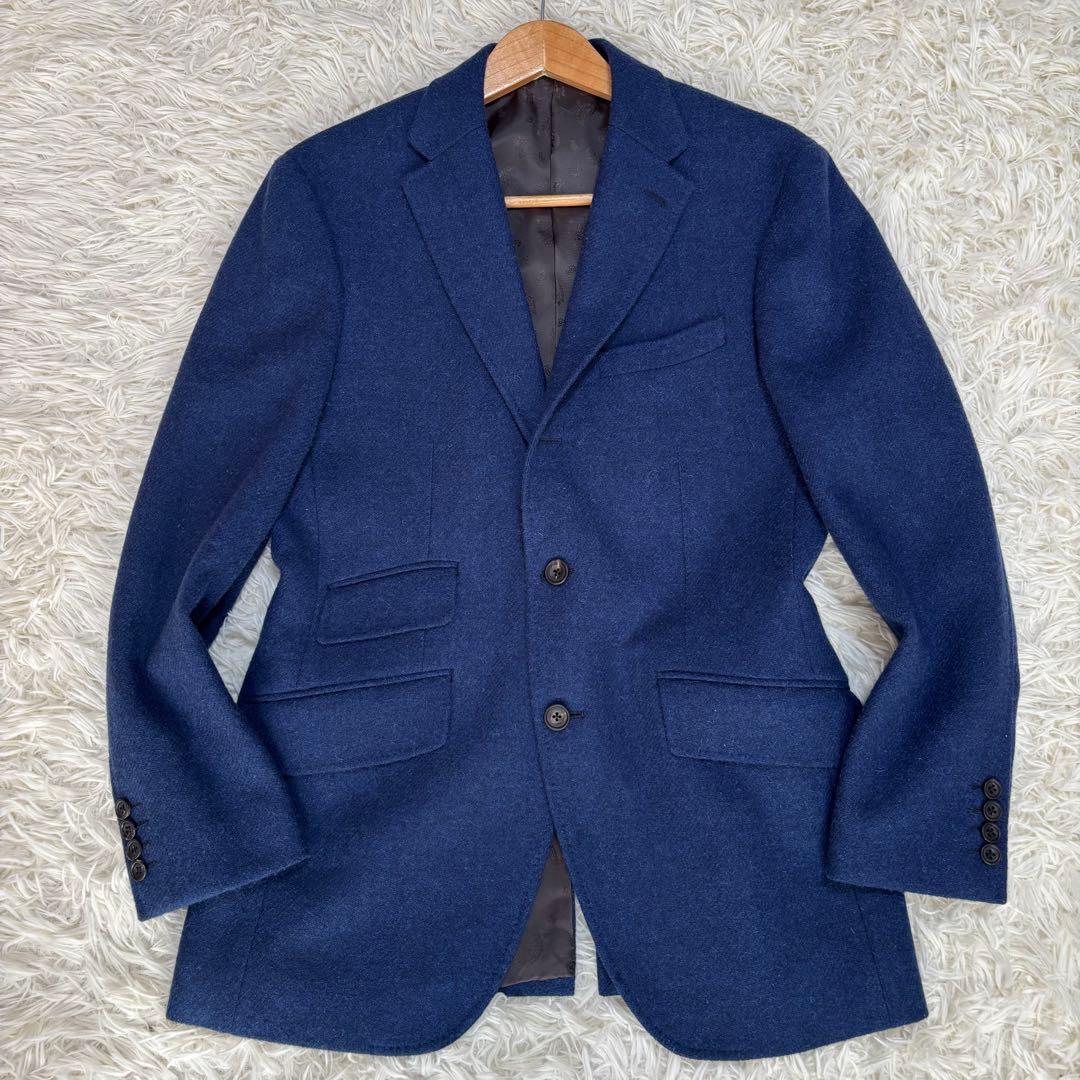 ✨️美品 ハリスツイード テーラードジャケット ペイズリー ブルー 2B 総裏