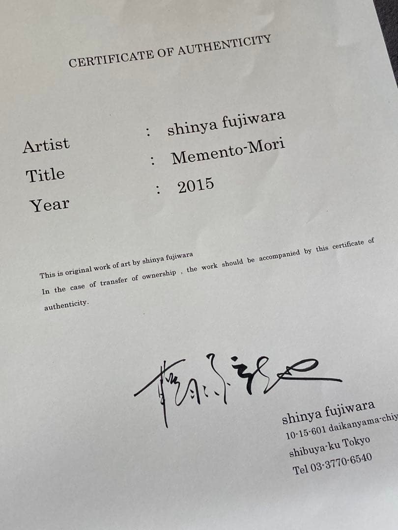Shinya Fujiwara 藤原新也　 「メメントモリ」　オリジナルプリント