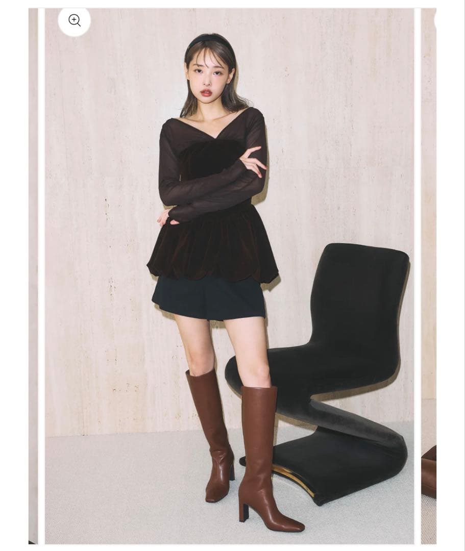 ★新品未使用★美品★poláura ベロアビスチェバルーントップス brown