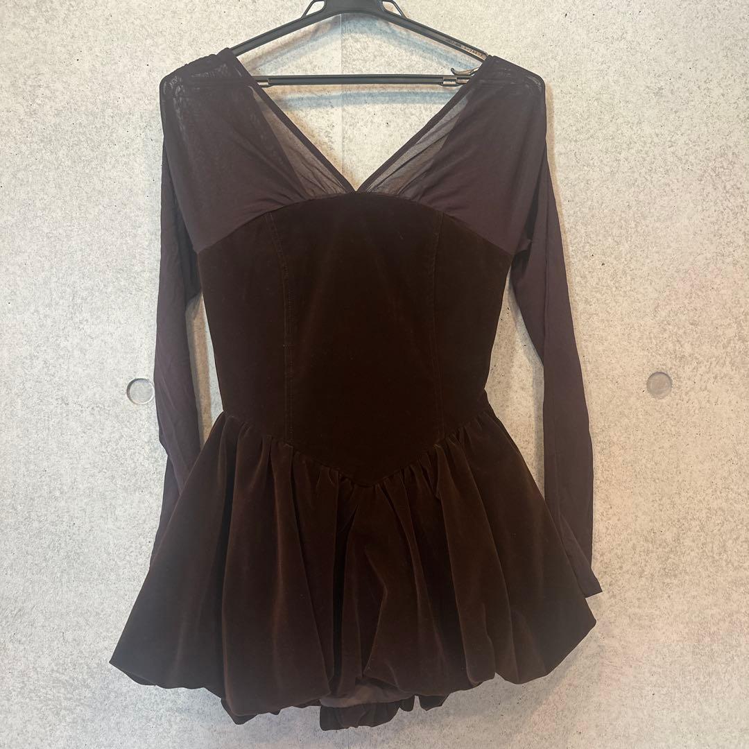 ★新品未使用★美品★poláura ベロアビスチェバルーントップス brown