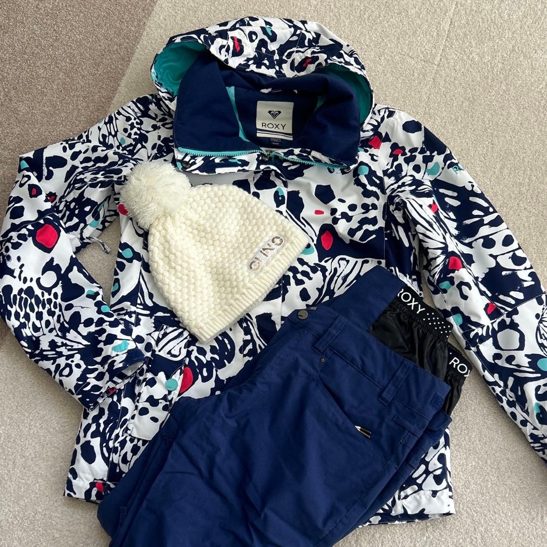 レディース　スキー　スノーボード　ウェア　Roxy 上下セット　ニットキャップ