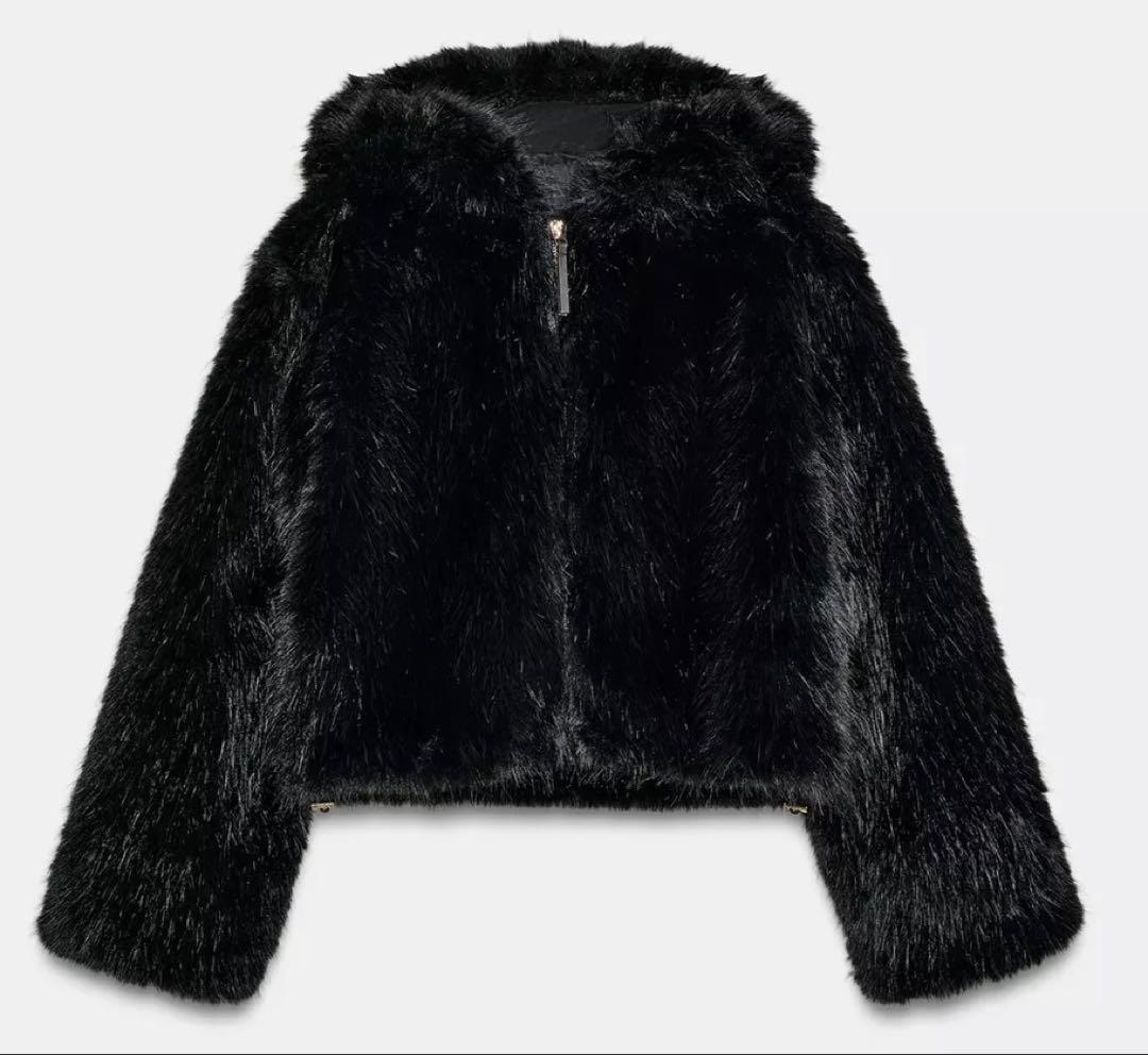 【人気商品】ZARA ブラック フェイクファー ジャケット