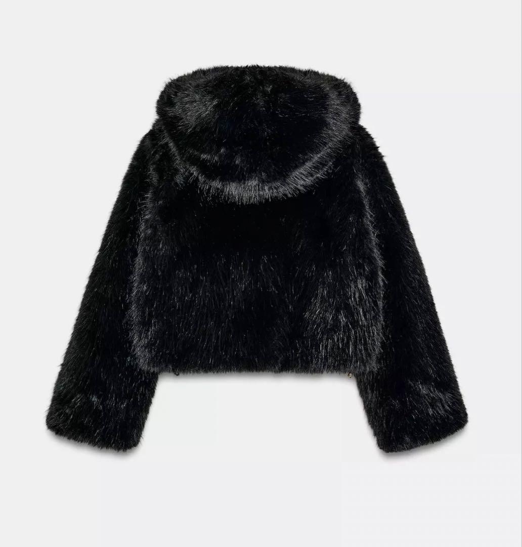 【人気商品】ZARA ブラック フェイクファー ジャケット