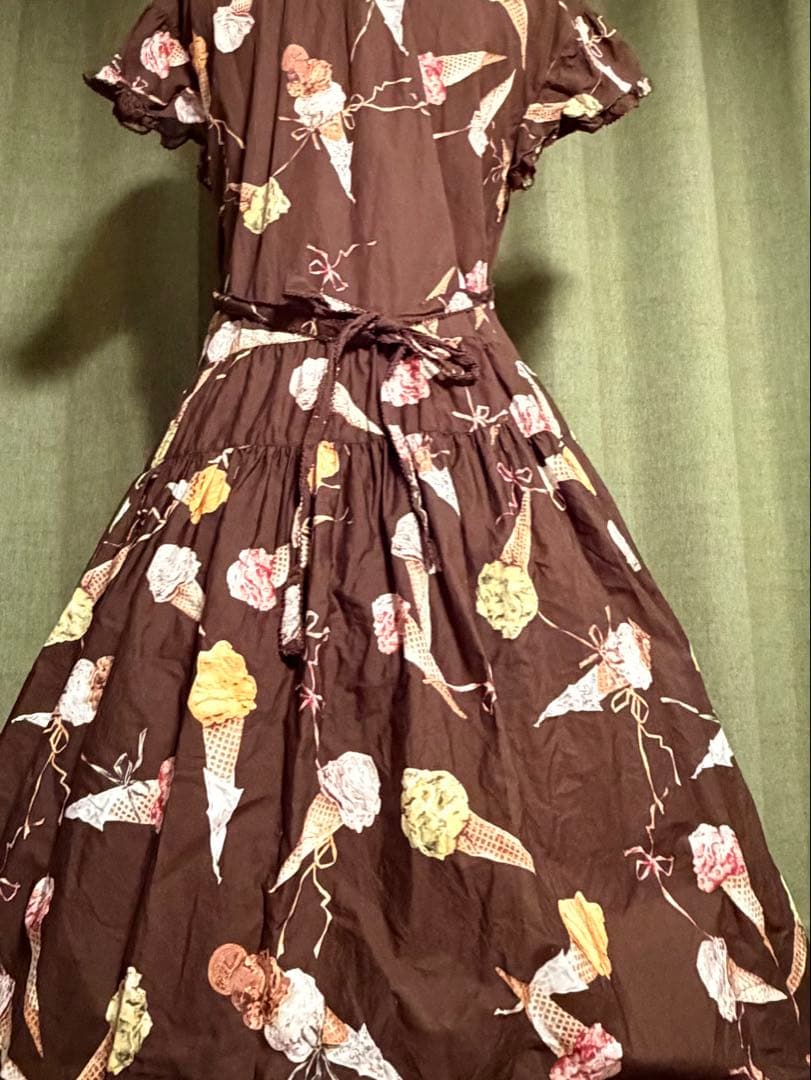 PINK HOUSE アイスクリーム柄 半袖ロングワンピース