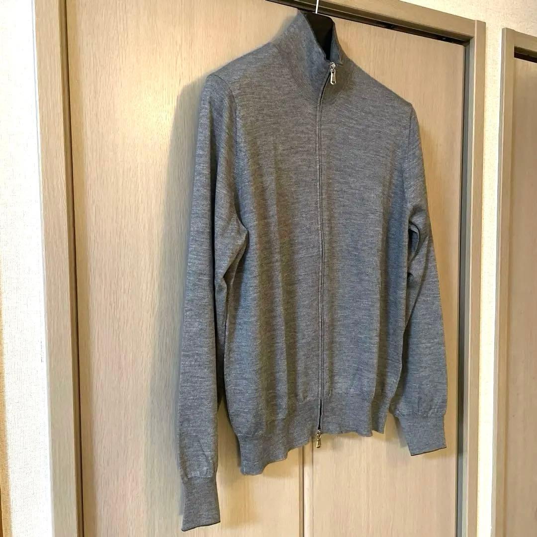 ①ブルネロクチネリ カシミヤシルク ダブルジップカーディガン ドライバーズニット