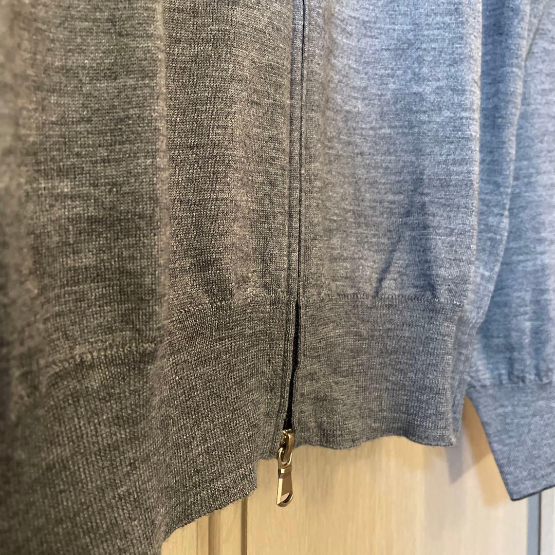 ①ブルネロクチネリ カシミヤシルク ダブルジップカーディガン ドライバーズニット