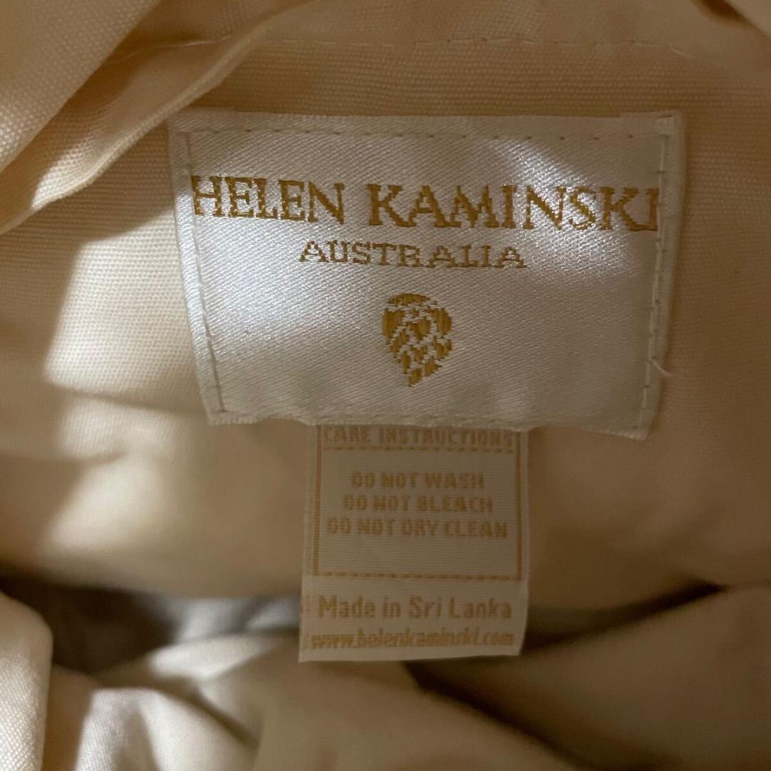 ヘレンカミンスキー カゴトートバッグ 舟形 ラフィア レザーハンドル チャーム