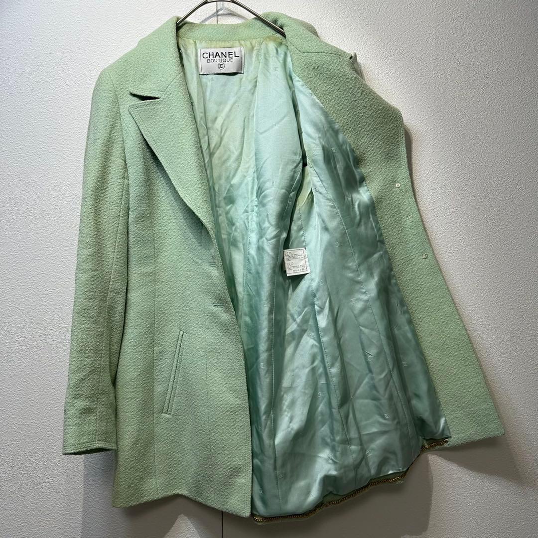 希少 CHANEL 上質 ウール シルク ツイード パール テーラードジャケット