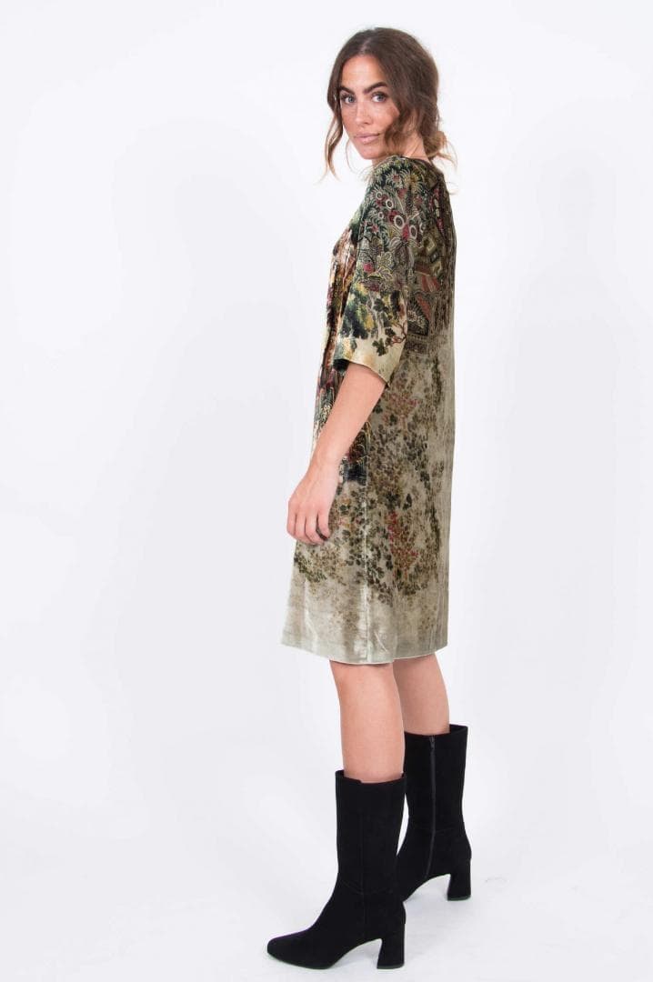 美品 ETRO エトロ 風景柄ワンピース ベルベット調