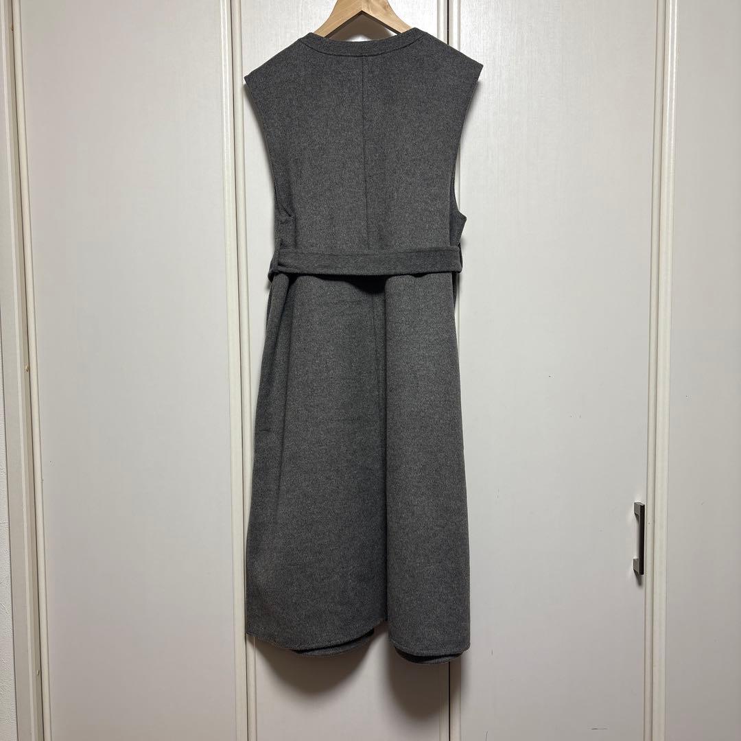 プラステ　ウールブレンドリバーロングジレ　グレー　S