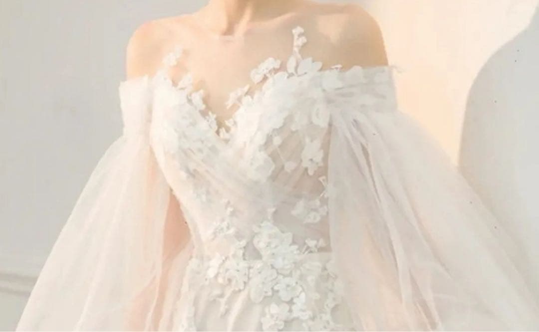 オフショルダー ウェディングドレス【着用画あり】値下げ交渉OK