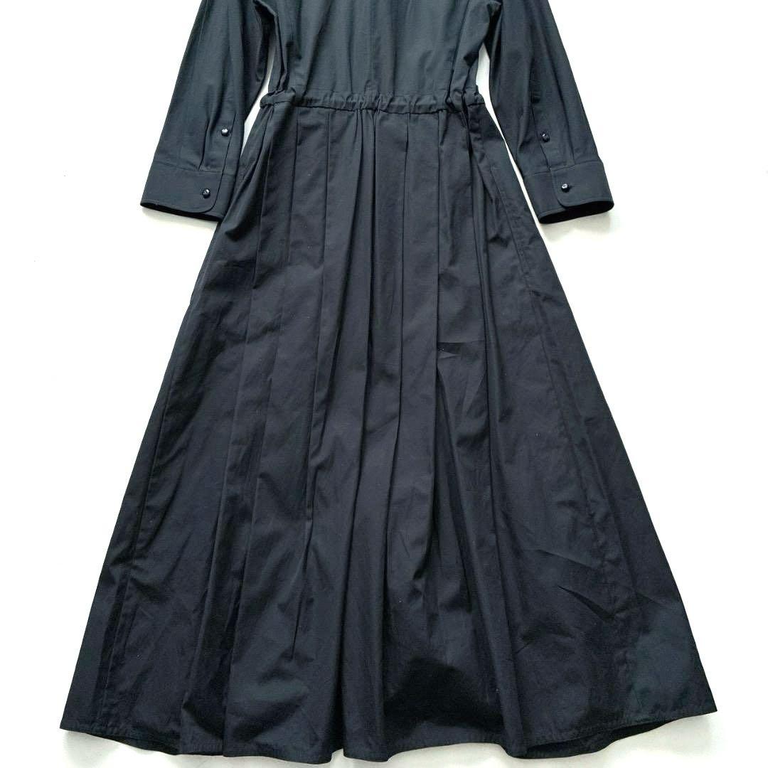 【美品】MaxMara　白タグ 現行 ウエストリボン シャツワンピース 濃紺