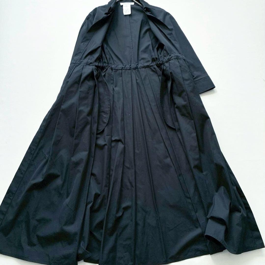 【美品】MaxMara　白タグ 現行 ウエストリボン シャツワンピース 濃紺