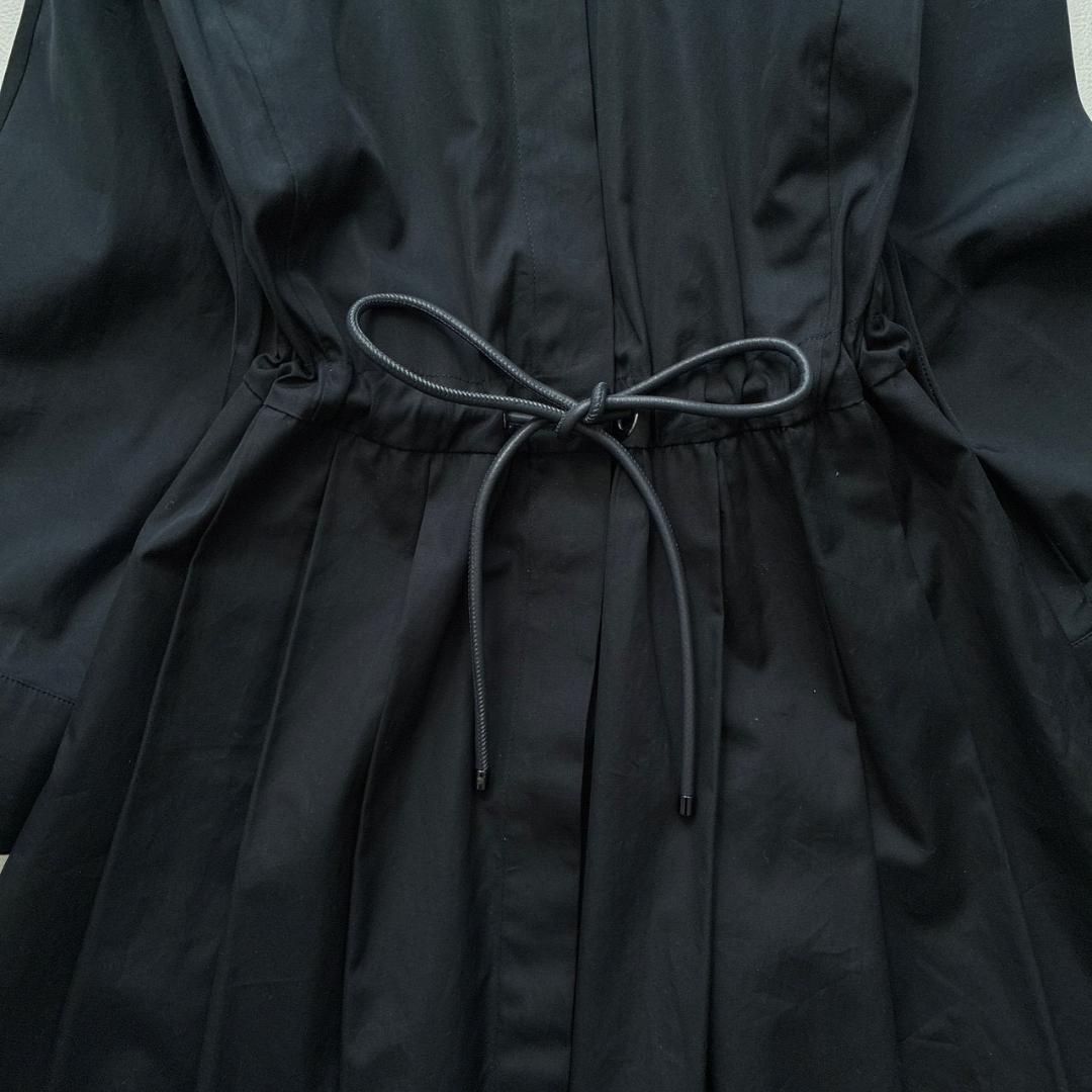 【美品】MaxMara　白タグ 現行 ウエストリボン シャツワンピース 濃紺