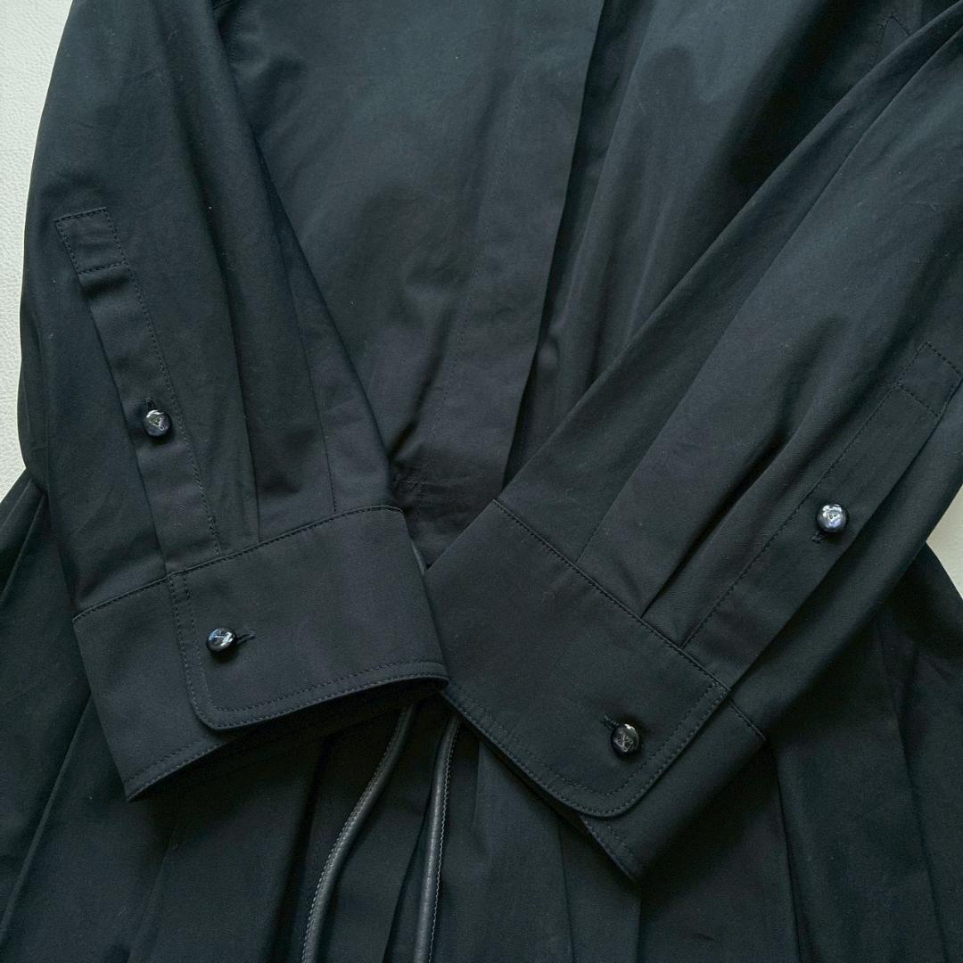 【美品】MaxMara　白タグ 現行 ウエストリボン シャツワンピース 濃紺