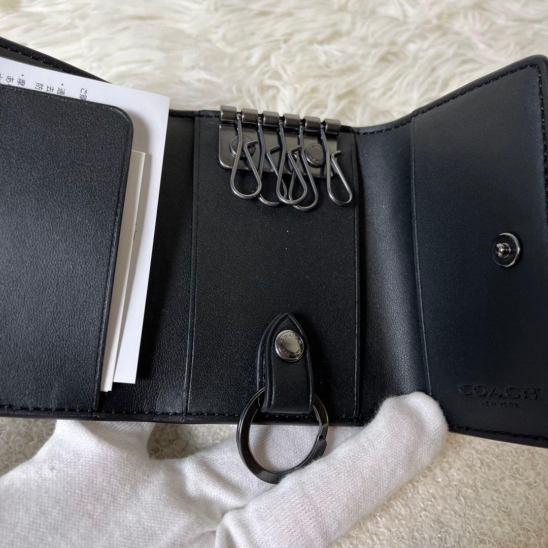 新品未使用　COACH キーケース　キーリング　シグネチャー　5連　保存袋付き