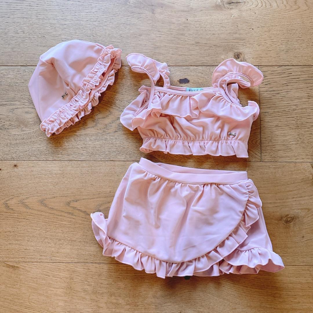 新品　トッカ　水着　ピンク　セット　サイズ100　帽子S