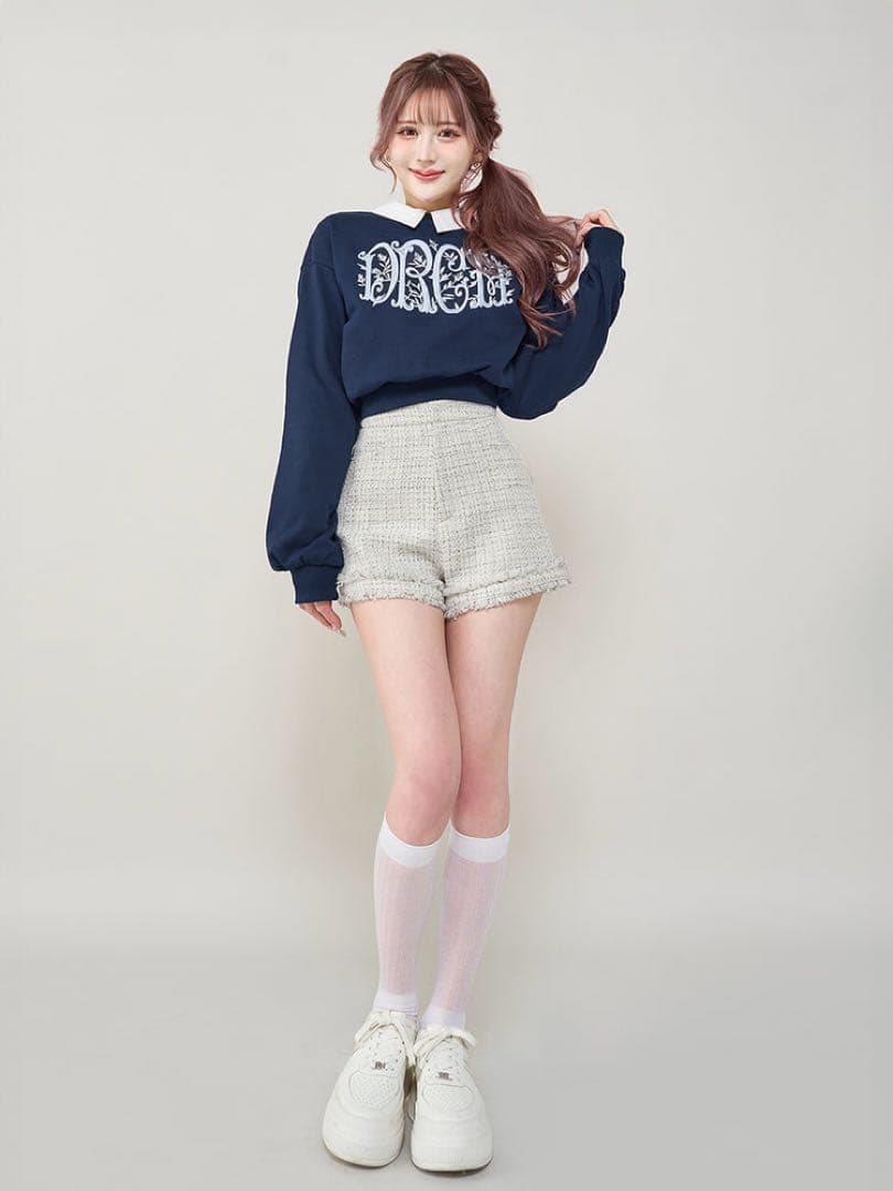 ダーリッチ　コンパクトフリンジツイードショートパンツ