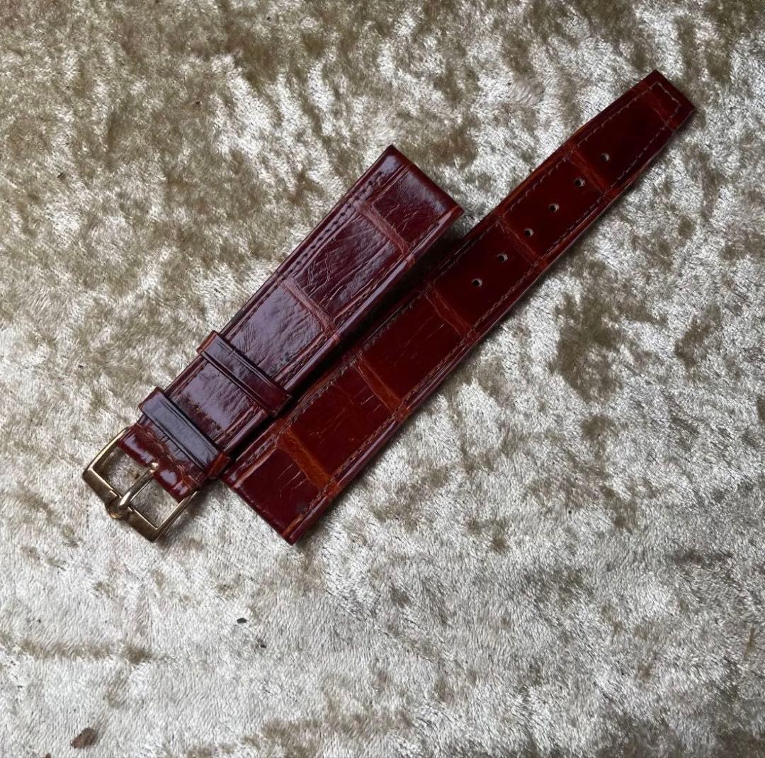 ヴィンテージ オメガ クロコダイルレザーベルト ボルドーブラウン 純正尾錠付き