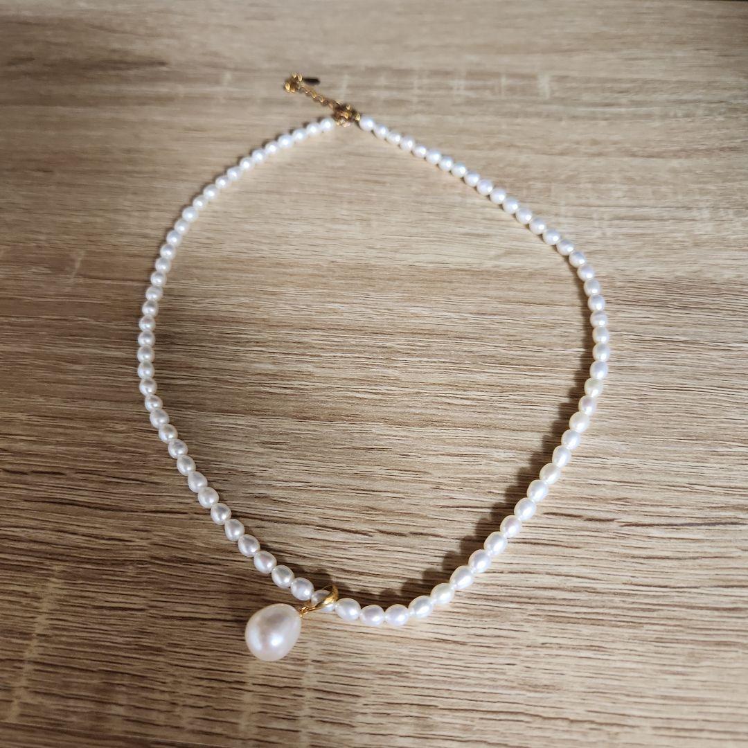 パールネックレスと赤メノウペンダントセット