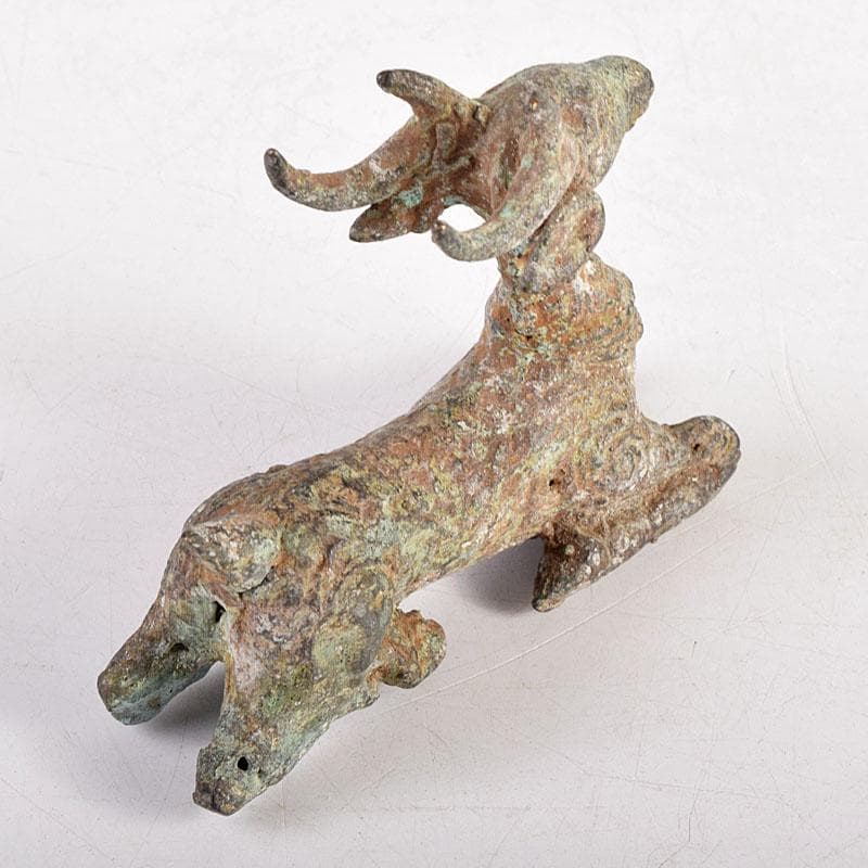 中国　古銅青銅　神獣　麒麟　紙鎮　置物　V　7950