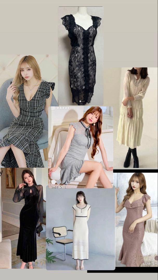 ROUGE フリルスリーブ チェック柄ドレスまとめて 7点。