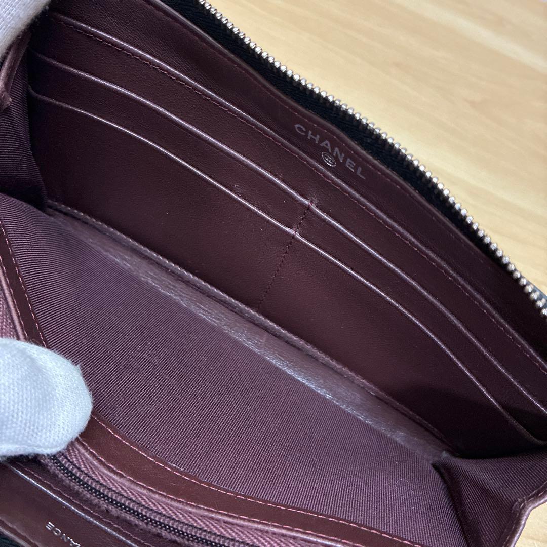 CHANEL シャネル　長財布　マトラッセ　ラムスキン　ココマーク　ブラック
