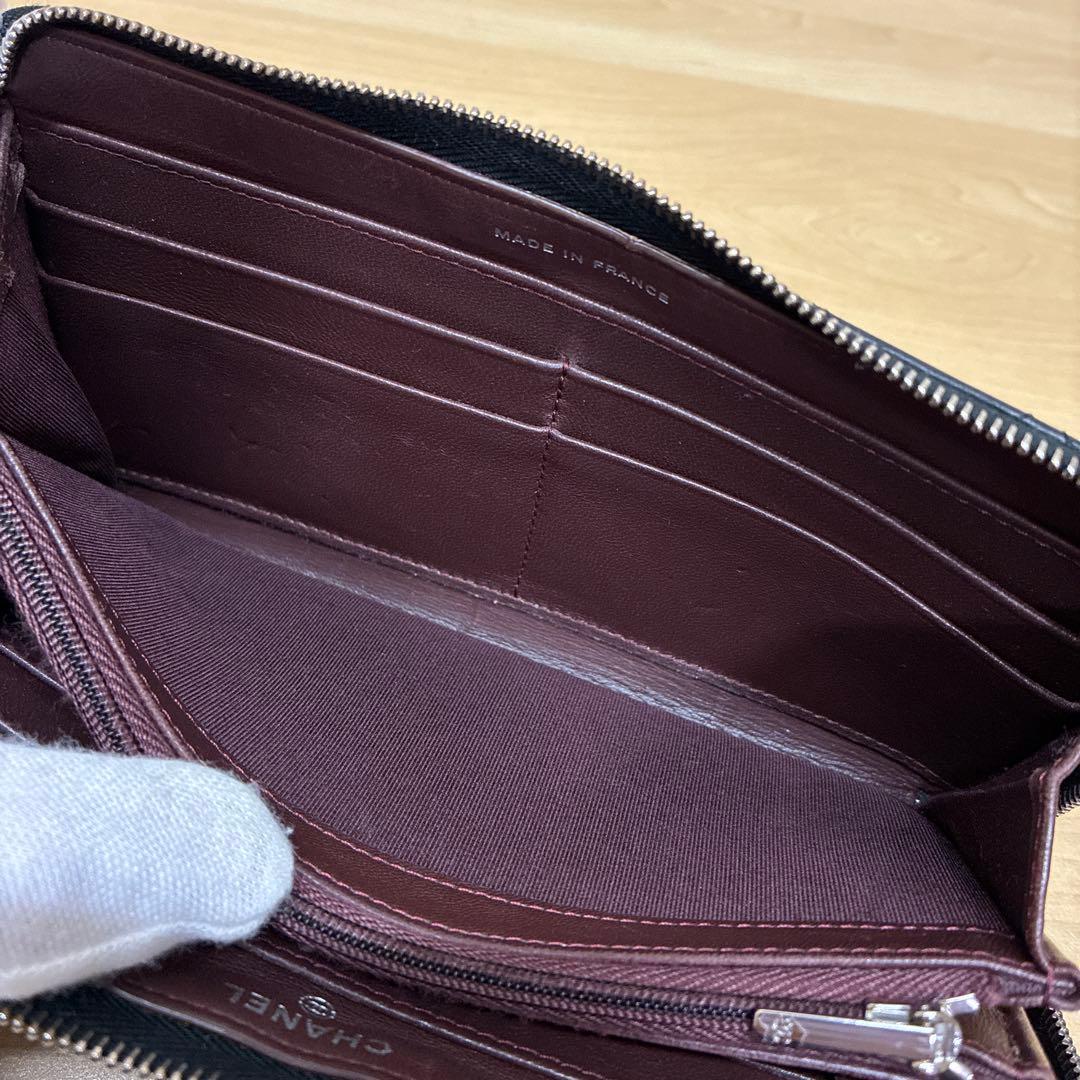 CHANEL シャネル　長財布　マトラッセ　ラムスキン　ココマーク　ブラック