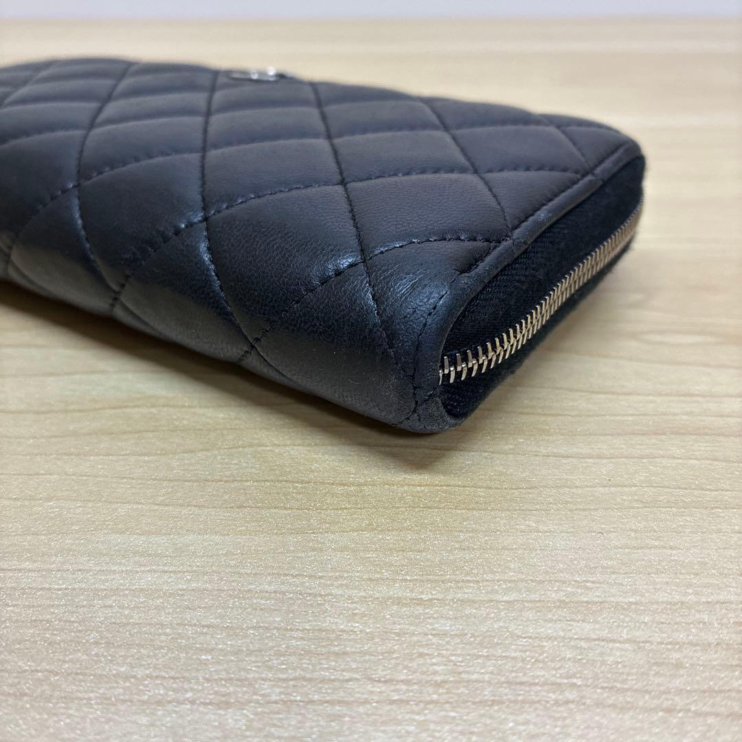 CHANEL シャネル　長財布　マトラッセ　ラムスキン　ココマーク　ブラック