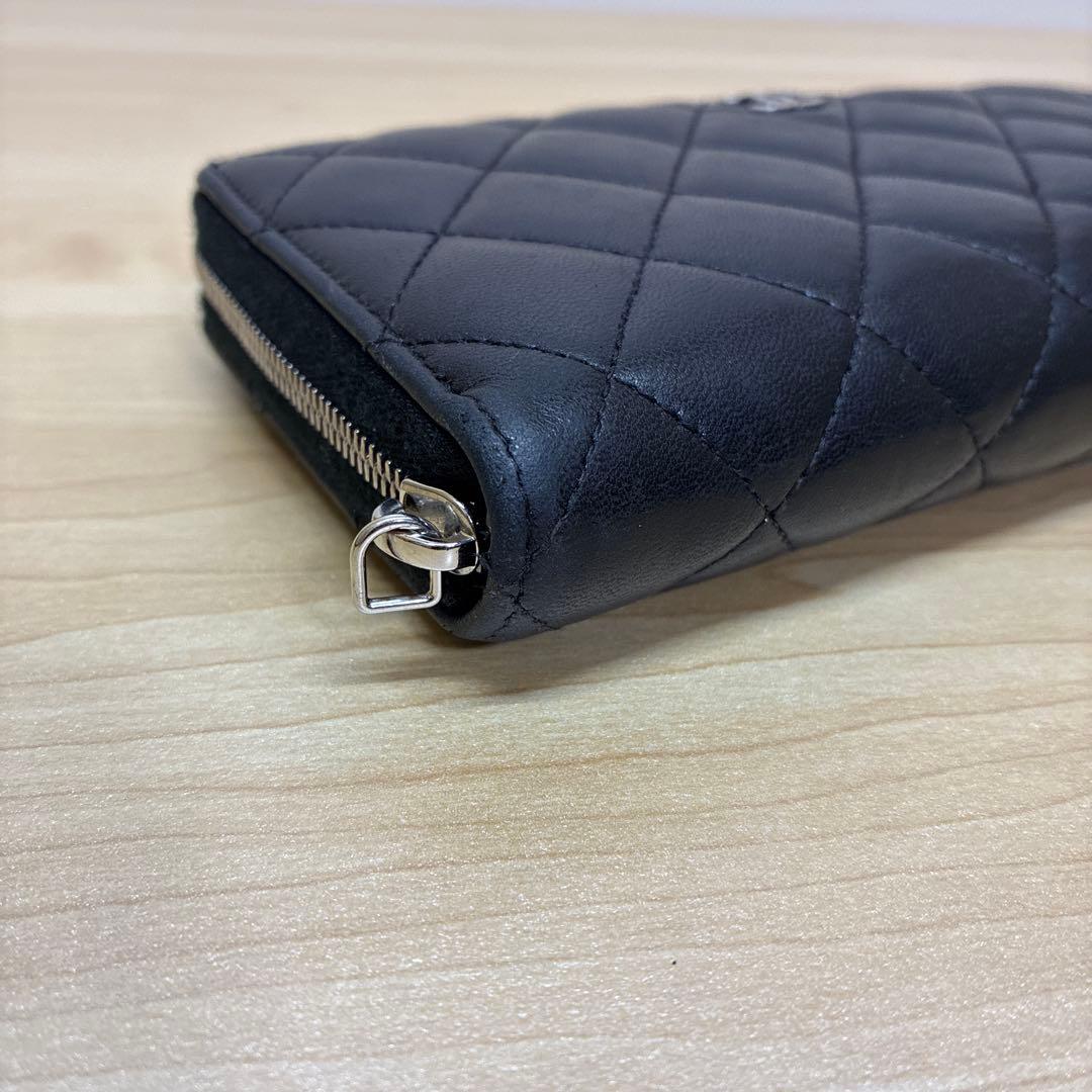 CHANEL シャネル　長財布　マトラッセ　ラムスキン　ココマーク　ブラック