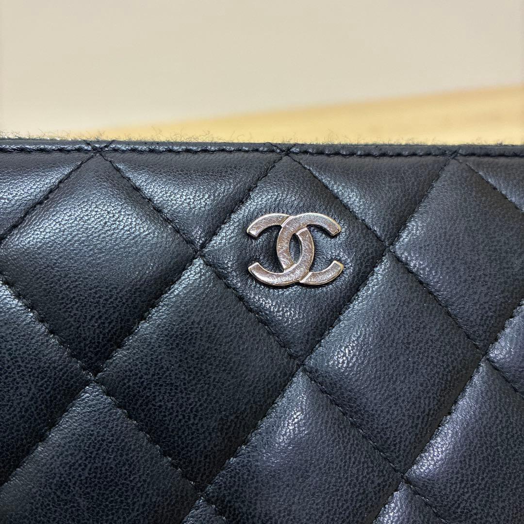 CHANEL シャネル　長財布　マトラッセ　ラムスキン　ココマーク　ブラック