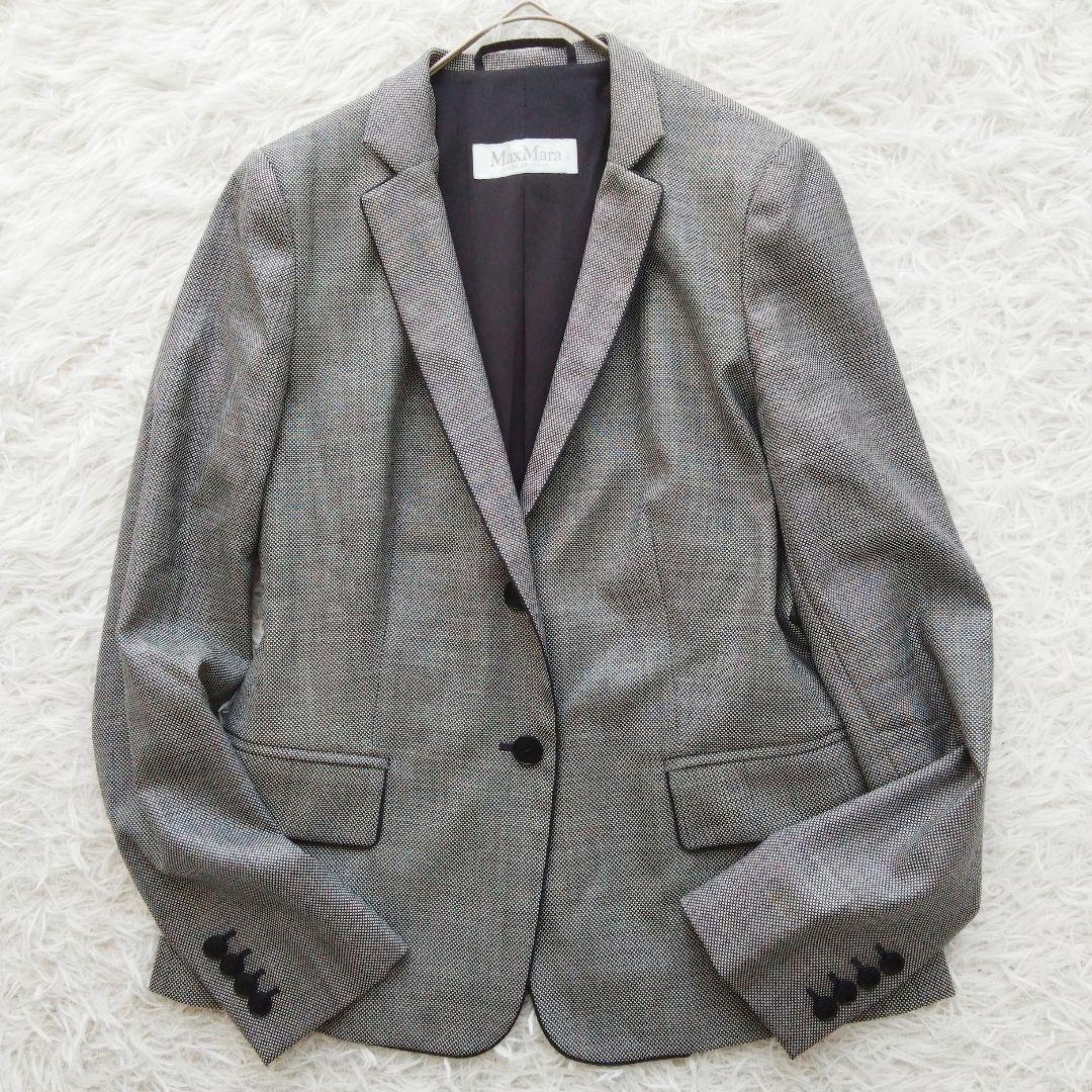 大きいサイズ❉ マックスマーラ テーラードジャケット 白タグ ウールシルク 44