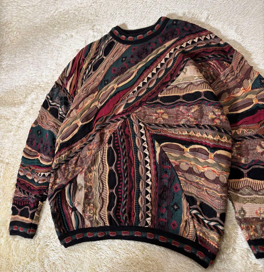 TUNDRAツンドラ　3Dニット　マルチカラー　切り替えデザイン　セーター