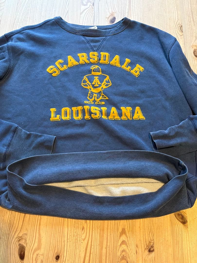 ランタグ　復刻　ビンテージ　スウェット　両面プリント　カラーフロッキー　貫通