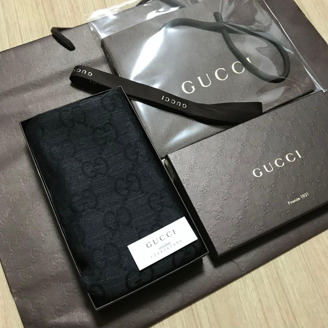 新品正規✨GUCCIマフラー✨グッチマフラー❗️箱紙袋セット　グッチ　メンズ