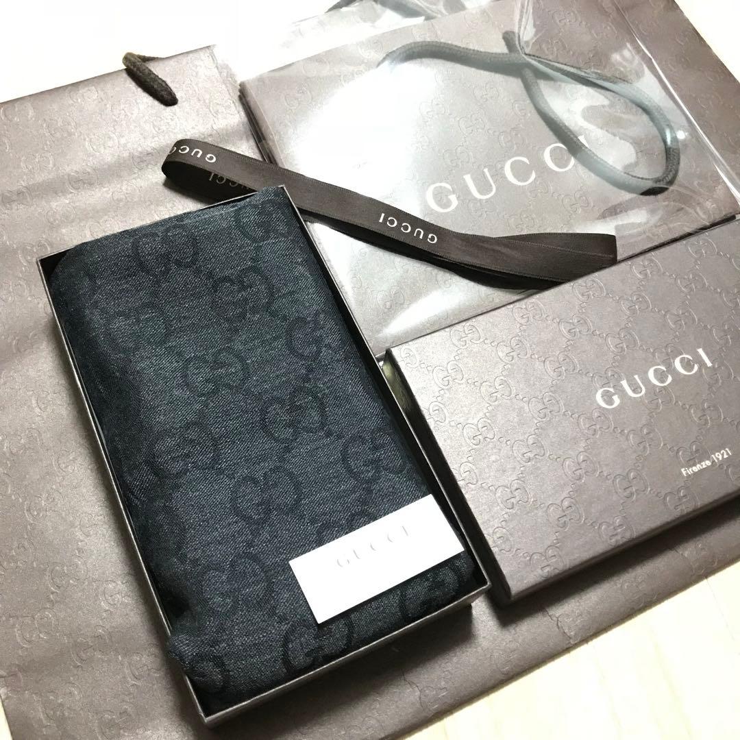 新品正規✨GUCCIマフラー✨グッチマフラー❗️箱紙袋セット　グッチ　メンズ