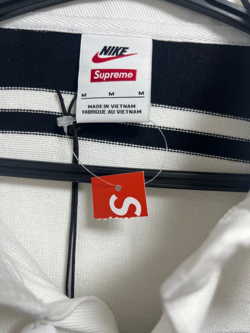 Nike Supreme ラガーシャツ Mサイズ 白黒ストライプ