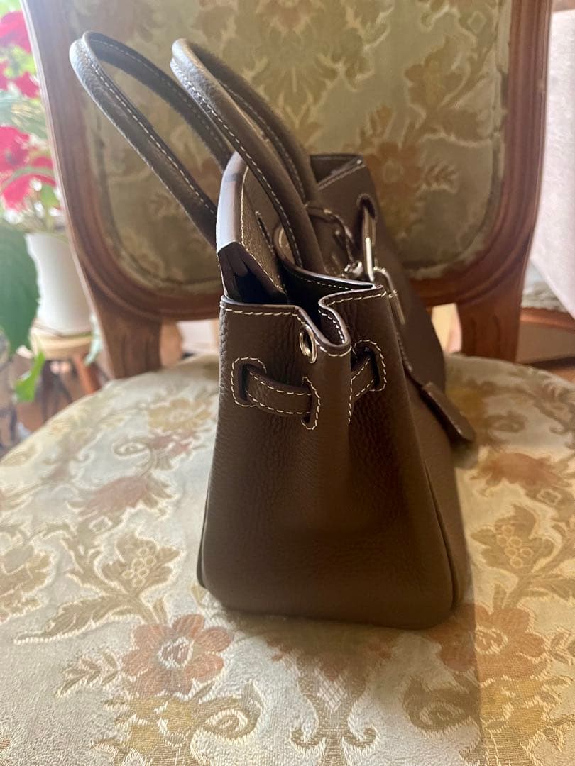 ブラウンレザー ハンドバッグ　バーキン25風　本革