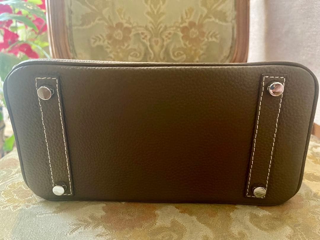 ブラウンレザー ハンドバッグ　バーキン25風　本革