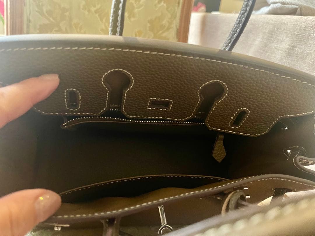 ブラウンレザー ハンドバッグ　バーキン25風　本革