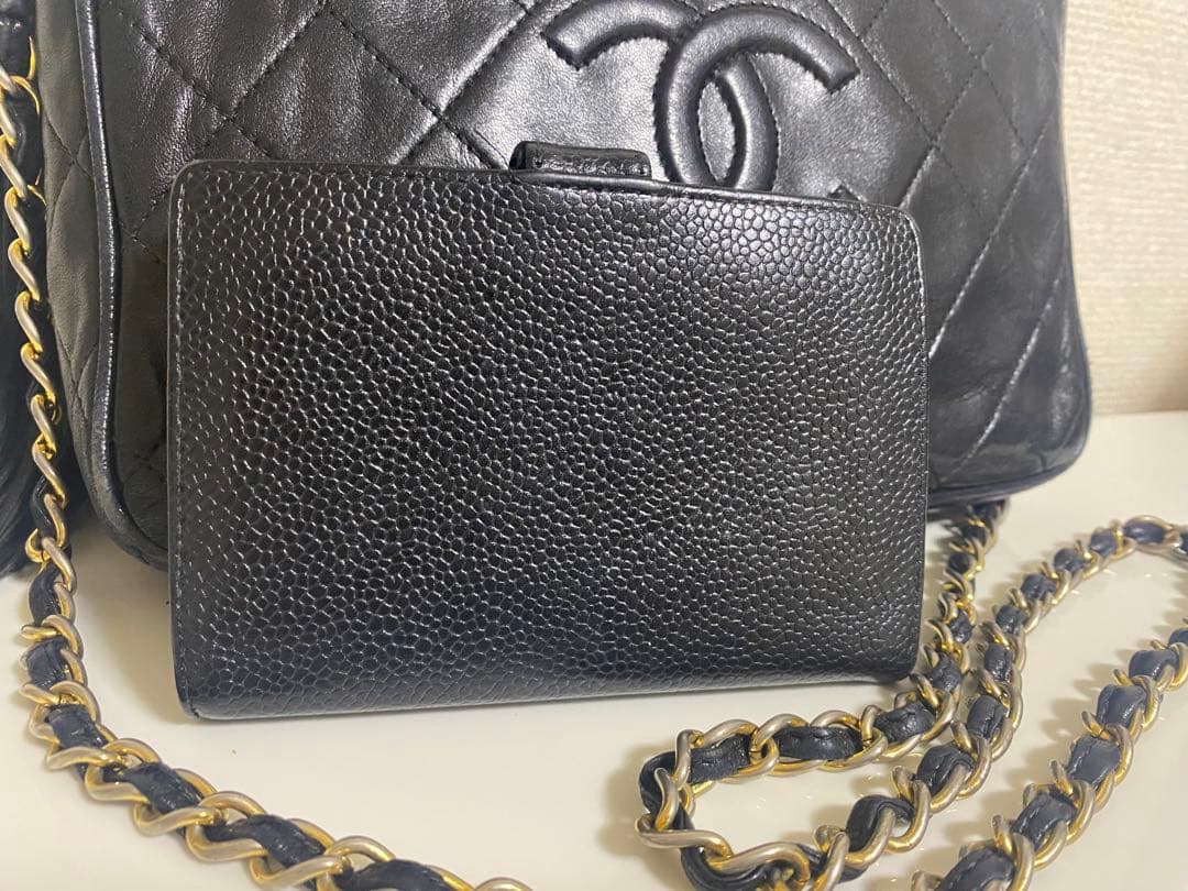【CHANEL】本革ココマークキャビアスキン手帳 シャネルマトラッセ