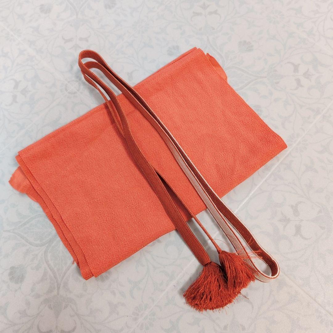 訪問着　フルセット　着物　正絹　赤　金　楽器　笛　バチ衿　O5