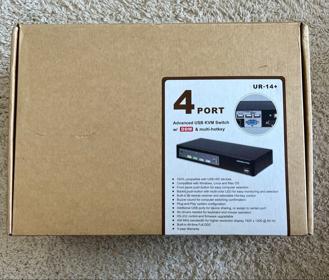 CONNECTPRO 4ポート USB2.0 KVMスイッチ UR-14+