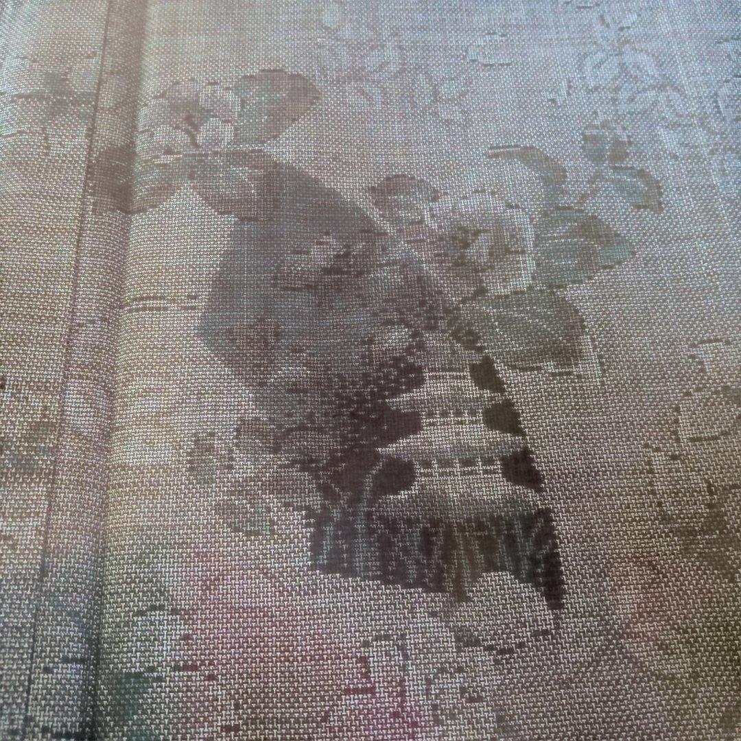 ★本場大島紬9マルキ泥染　焦げ茶に扇と花模様の高級大島　丈160裄64　最安値