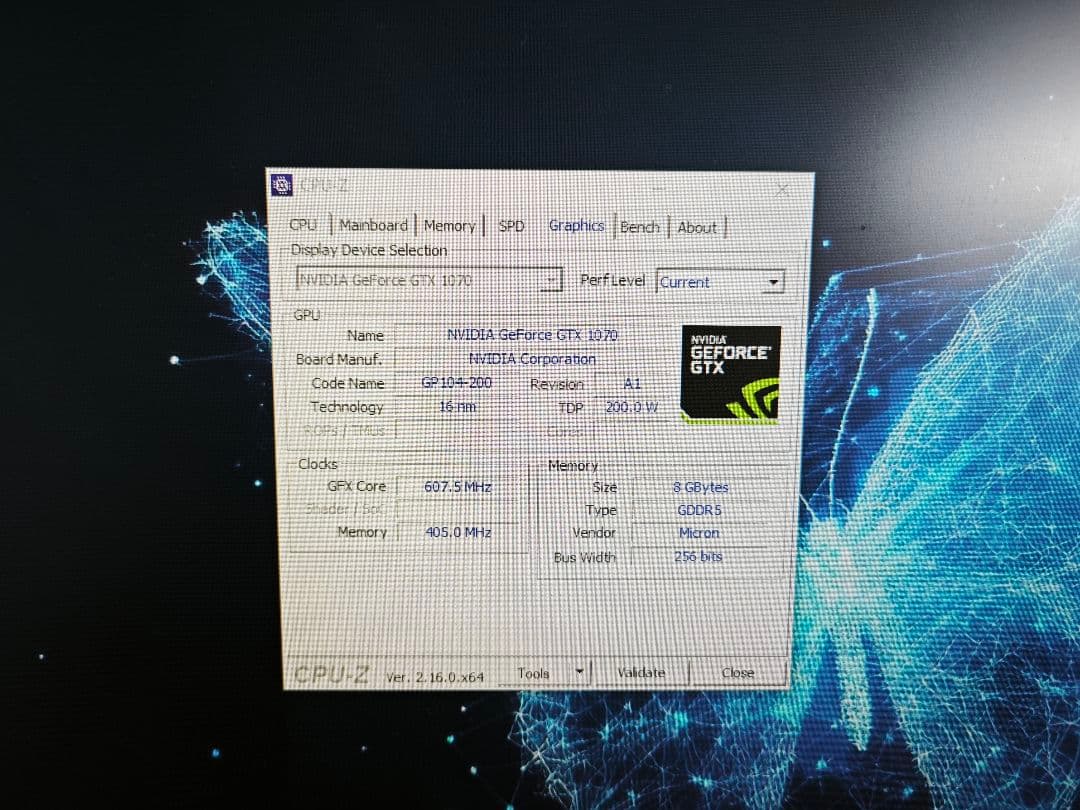 NVIDIA GeForce GTX 1070 8GB 動作確認済・良好な状態
